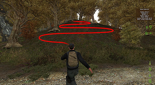 A very effective way of losing pursuits is running up steep hills - Avoiding Zeds - Zombies from A to Zed - DayZ - Game Guide and Walkthrough