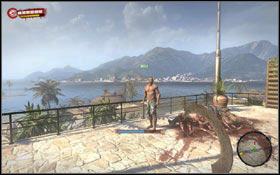 Mike stands right in front of the Lifeguard Tower, next to a pile of zombies. - To Kill Time; A Piece of Cake - Chapter 2 - Dead Island - Game Guide and Walkthrough