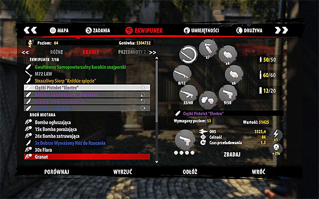 In Dead Island Riptide you have also a known color division of items (weapons, modifications, resources) according to their quality: grey and white are the weakest ones, then you have green, blue, violet and orange - Character development and equipment - Dead Island Riptide - Game Guide and Walkthrough