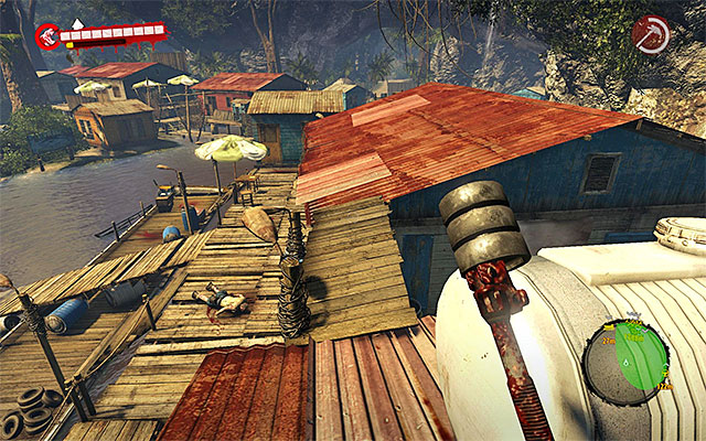 Approach the new ladder, which takes you on a roof of building next to the workshop - Look for an entrance to the workshop - Chapter 5 - Pump Action - Dead Island Riptide - Game Guide and Walkthrough