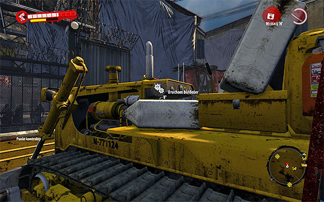 Approach the left side of bulldozer and press the button - Turn on the bulldozer - Chapter 12 - Quarantine Zone - Dead Island Riptide - Game Guide and Walkthrough