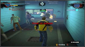 Once you're finished, move on in the given direction, enter the elevator and ride it upstairs [1] - Prologue - p. 1 - Main missions - Dead Rising 2 - Game Guide and Walkthrough