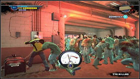 Use the found parts on the mechanism by the gate [1] and once they're all in their places, close the bunker by quickly pressing X [2] - Case 6 - Main missions - Dead Rising 2 - Game Guide and Walkthrough