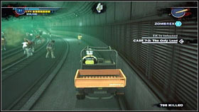 Once below, head towards the tunnel, enter the nearby vehicle [1] and head towards the point marked on the map [2] - Case 7 - Main missions - Dead Rising 2 - Game Guide and Walkthrough