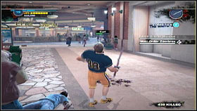 Your enemy has two types of attacks: he shoots from a shotgun [1] and throws exploding presents [2] - Case 4 - p. 1 - Side missions - Dead Rising 2 - Game Guide and Walkthrough