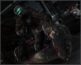 In the morgue you will be the witness of a grotesque transformation of captains body into a necromorph - Intensive Care Part 2 - Chapter 02: Intensive Care - Dead Space - Game Guide and Walkthrough