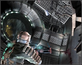 Youll get to the machine room by leaving the control room through the round door - Course Correction Part 2 - Chapter 03: Course Correction - Dead Space - Game Guide and Walkthrough