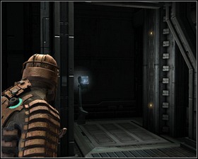 Youll find a Text log theres a necromorph attached to the wall opposite from the entrance, but since there are no explosive cans around youll need to deal with it the traditional way - Environmental Hazard Part 3 - Chapter 06: Environmental Hazard - Dead Space - Game Guide and Walkthrough