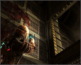 Jump to the wall seen on the first screen, and then through the yellow gateway - Environmental Hazard Part 4 - Chapter 06: Environmental Hazard - Dead Space - Game Guide and Walkthrough