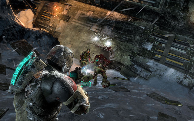 In order to shoot, you have to aim first (if you press shoot key without aiming, you'll perform a melee attack with your current weapon) - Prologue: Beginnings - Prologue - Dead Space 3 - Game Guide and Walkthrough