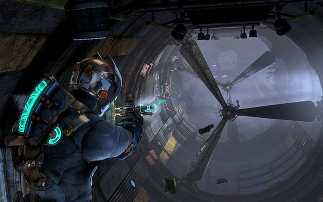 Go down the ladder and open the next gate - Reach the command saucer - 3: The Lost Flotilla - Dead Space 3 - Game Guide and Walkthrough