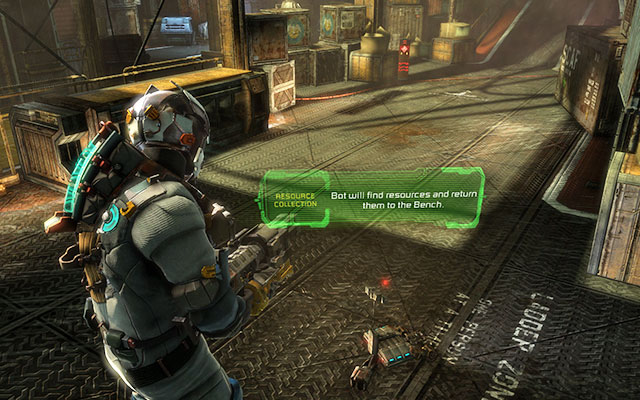 After climbing down another ladder, you'll come across a scavenger bot - it is useful because it collects resources (it is also the only way to get ration seals), so always try to send it for searching - Locate the tram station - 5: Expect Delays - Dead Space 3 - Game Guide and Walkthrough