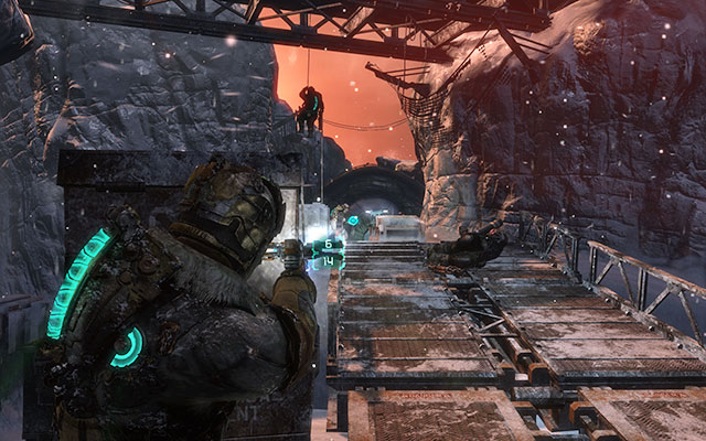 Down below, right next to the bridge, you are up for an unpleasant surprise by soldiers - Locate the Experiment Facility - 10: Now We Know - Dead Space 3 - Game Guide and Walkthrough