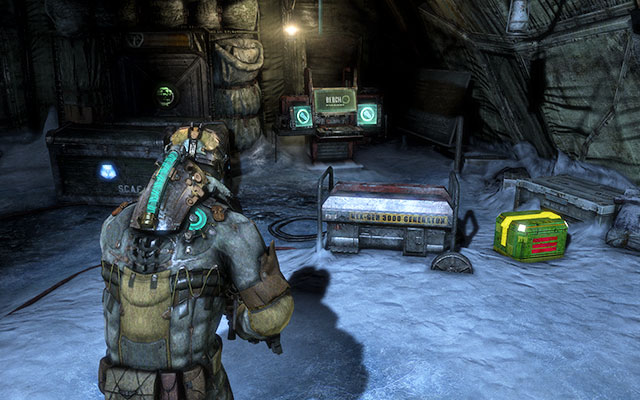 Enter another tent, where there is a suit kiosk, a workbench and several crates with supplies - Locate the Experiment Facility - 10: Now We Know - Dead Space 3 - Game Guide and Walkthrough