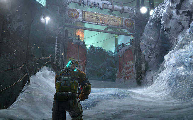 Run towards the ladder where your companions climbing up - Find a way into the facility - 14: Everything Has Its Place - Dead Space 3 - Game Guide and Walkthrough