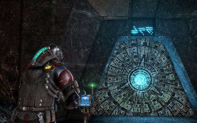 After landing go ahead, until you get to the locked door - Bring the Codex to the Machine - 17: A Strange City - Dead Space 3 - Game Guide and Walkthrough