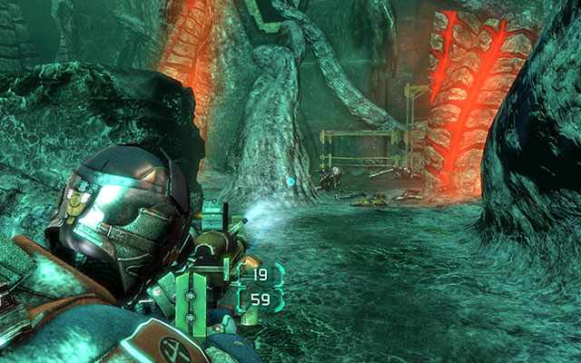 You'll find yourself in the place with several Markers - keep your eyes opened, because you'll get into ambush after a while - Align the Power Array - 18: Kill or Be Killed - Dead Space 3 - Game Guide and Walkthrough