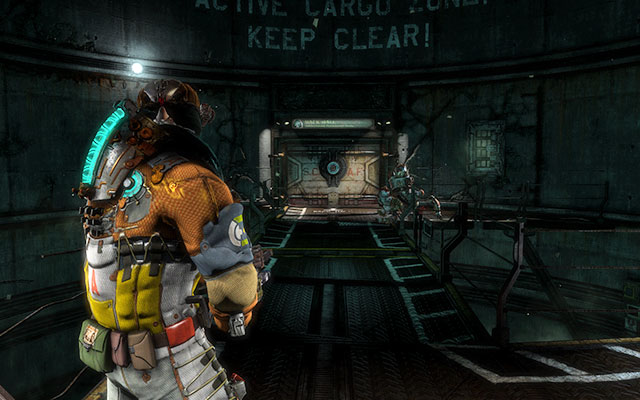 After crossing the bridge, you'll get to the door to the next room - Protect the Armory munitions - Side missions: Armory - Dead Space 3 - Game Guide and Walkthrough