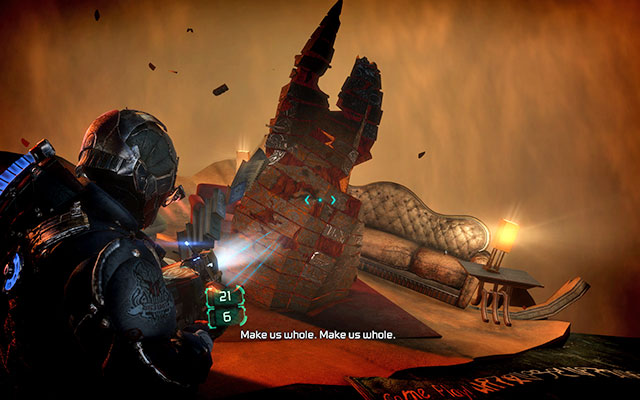 During the second visit in the imaginary world, all objectives are the same - Investigate Carver's vision - Co-op missions: Marker Containment - Dead Space 3 - Game Guide and Walkthrough