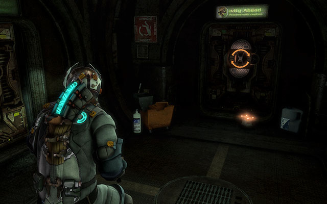 Once you get inside the ship, after getting to the corridor you'll find only one active door - Chapter 3 - Secrets - Dead Space 3 - Game Guide and Walkthrough