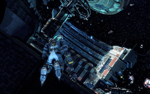 After leaving the ship and entering the space, fly around the ship, heading left - Chapter 4 - p. 1 - Secrets - Dead Space 3 - Game Guide and Walkthrough