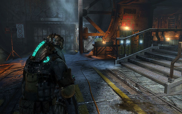 In the area with the corpse nailed to the wall- to the right on the table, next to the lockers - Chapter 9 - Secrets - Dead Space 3 - Game Guide and Walkthrough