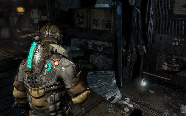 After you enter the complex, climb the ladder in the first area, the artifact is behind the curtain in the far end of the room - Chapter 9 - Secrets - Dead Space 3 - Game Guide and Walkthrough