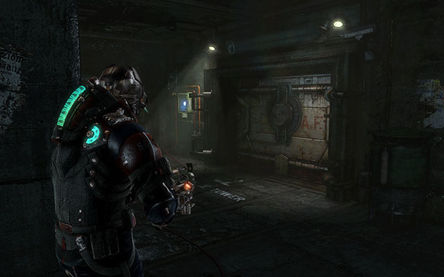 On the wall on the right side in the room after the tunnel with the elevator - Chapter 14 - p. 2 - Secrets - Dead Space 3 - Game Guide and Walkthrough