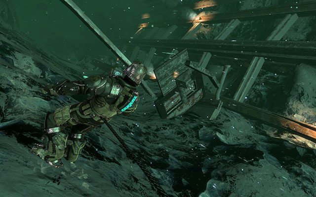 On one of damaged bridges on the right, near the long metal railing - Chapter 16 - Secrets - Dead Space 3 - Game Guide and Walkthrough