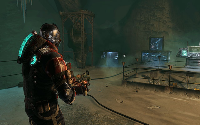 On the left, near the workbench - right behind the pillar - Chapter 17 - Secrets - Dead Space 3 - Game Guide and Walkthrough