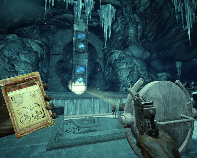 Another puzzle, you just have to light up the crystals as shown in the journal. - Ice Temple - Walkthrough - Deadfall Adventures - Game Guide and Walkthrough