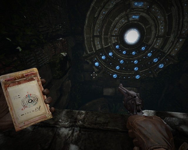 And another puzzle, light up 1 crystal at the bottom and one before the last at the top (dont get confused by the notebook on this screenshot) - Mayan Tombs - Walkthrough - Deadfall Adventures - Game Guide and Walkthrough