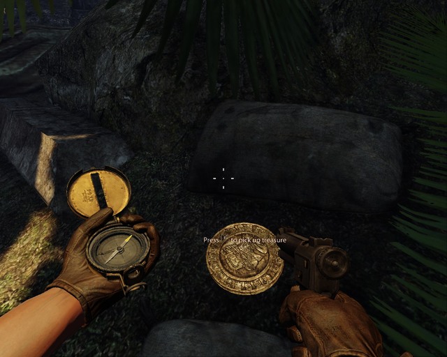 Golden disk between the stones. - Mayan Jungle - Treasures - Deadfall Adventures - Game Guide and Walkthrough