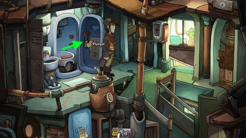 Open Bathroom Door - Pack the suitcase - Part 1 - Kuvaq - Deponia - Game Guide and Walkthrough
