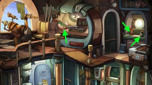 Take a look at the Cushion on the bed - Pack the suitcase - Part 1 - Kuvaq - Deponia - Game Guide and Walkthrough