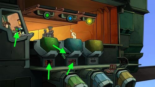 Open the inventory and use Provisions on the middle hatch - Organons' Cruiser - Part 1 - Kuvaq - Deponia - Game Guide and Walkthrough
