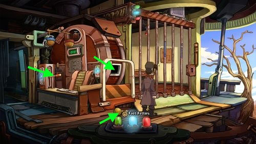 Pull the Lever down, transforming the room into police station - Find coffee powder ingredients - Part 1 - Kuvaq - Deponia - Game Guide and Walkthrough