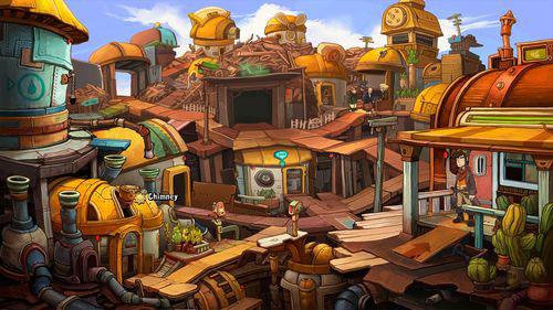 Get inside the house and go out to the backyard - Find coffee powder ingredients - Part 1 - Kuvaq - Deponia - Game Guide and Walkthrough