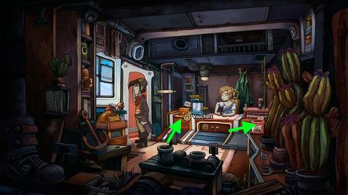 Go inside Toni's shop (to right) - Find coffee powder ingredients - Part 1 - Kuvaq - Deponia - Game Guide and Walkthrough