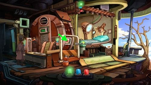 Pull the Lever up, obtaining the doctor's room - Find coffee powder ingredients - Part 1 - Kuvaq - Deponia - Game Guide and Walkthrough