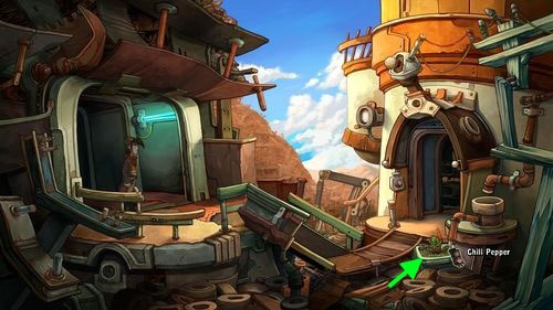 Go to the village center and head to Toni's house - Find coffee powder ingredients - Part 1 - Kuvaq - Deponia - Game Guide and Walkthrough