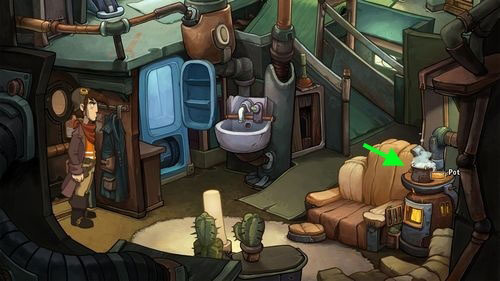 Leave the Town Hall and go to the Toni's house - Find coffee water ingredients - Part 1 - Kuvaq - Deponia - Game Guide and Walkthrough