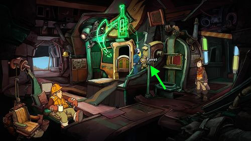 Look at Parrot and try to talk to it - Contact Cletus - Part 1 - Kuvaq - Deponia - Game Guide and Walkthrough