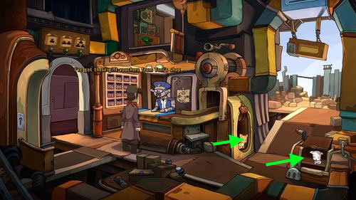 Open two Hatches visible on the right - there are cats inside - Contact Cletus - Part 1 - Kuvaq - Deponia - Game Guide and Walkthrough