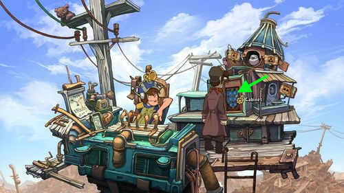 Go up, to the operator's platform - Contact Cletus - Part 1 - Kuvaq - Deponia - Game Guide and Walkthrough