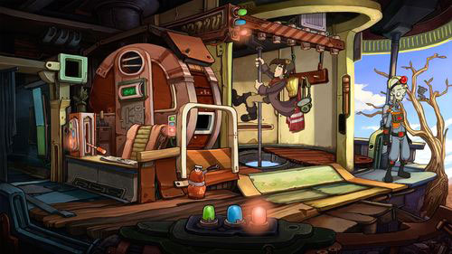 In the same time the cell will transform into fire brigade station, so Rufus will have no problem with escaping - Contact Cletus - Part 1 - Kuvaq - Deponia - Game Guide and Walkthrough
