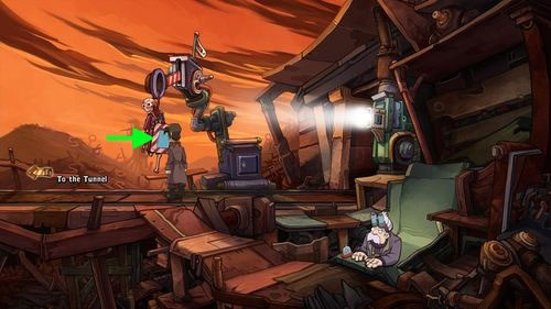 Hang the Polished Mirror on the Skeleton - Place Goal in the mine cart - Part 2 - Junk Mine - Deponia - Game Guide and Walkthrough