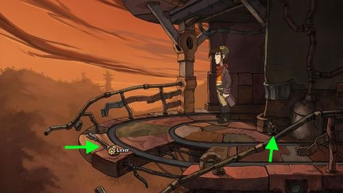 In the new location pick up the Lever and a Bottle on the ground - Place Goal in the mine cart - Part 2 - Junk Mine - Deponia - Game Guide and Walkthrough