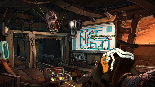 This time the mine cart is heavy enough and Rufus can use switches to create the proper route - Get to Lower Ascension Station - Part 2 - Junk Mine - Deponia - Game Guide and Walkthrough