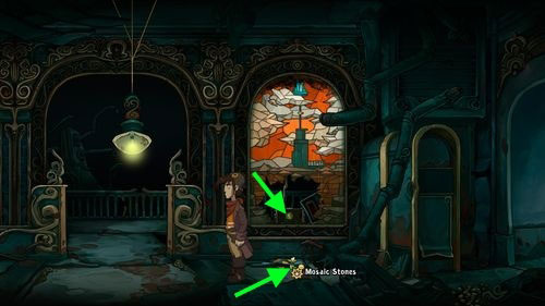 Try to pick up Mosaic Stones but Rufus will manage to take only Chewed Gum - Get to the platform - Part 3 - Lower Ascension Station - Deponia - Game Guide and Walkthrough